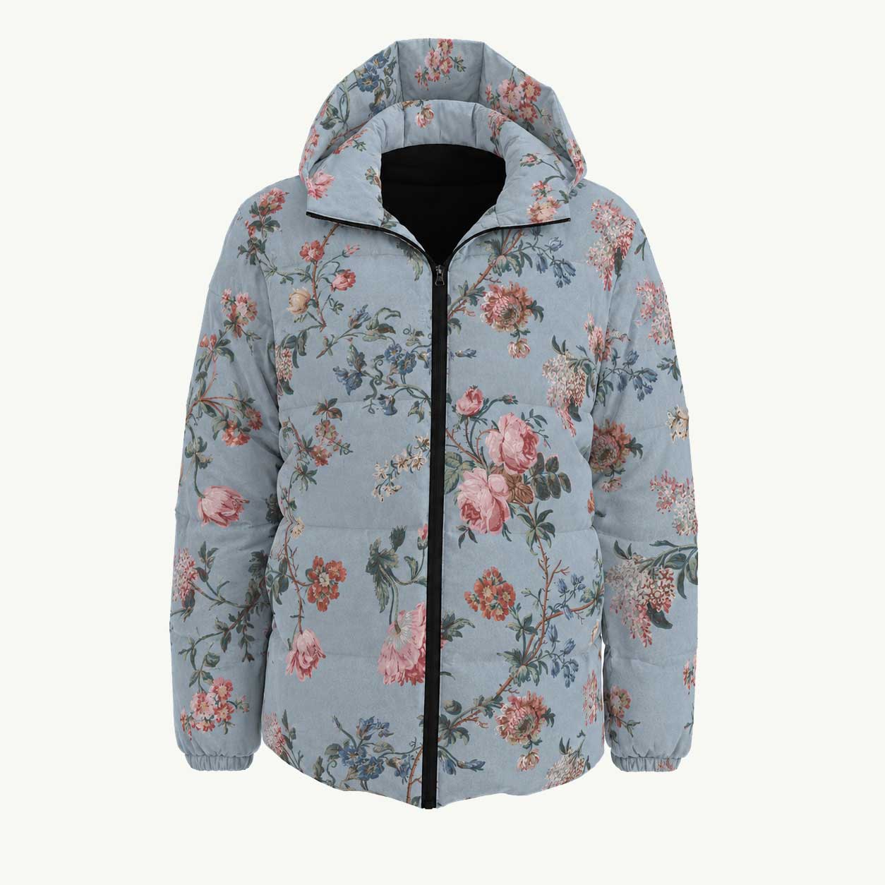 Bud-ding Romance Blue Puffy Jacket