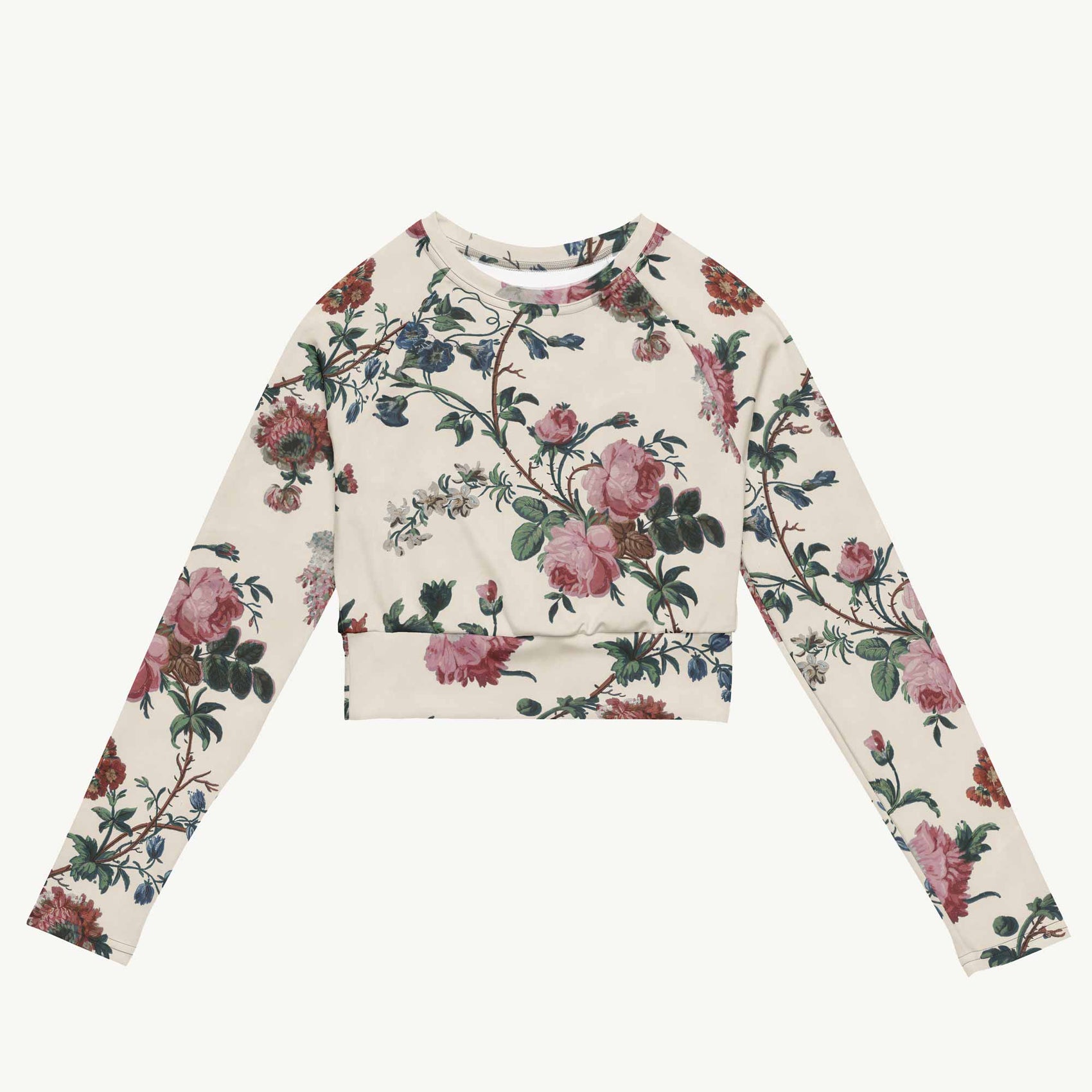 Bud-ding Romance in Cream Cropped Rash Guard