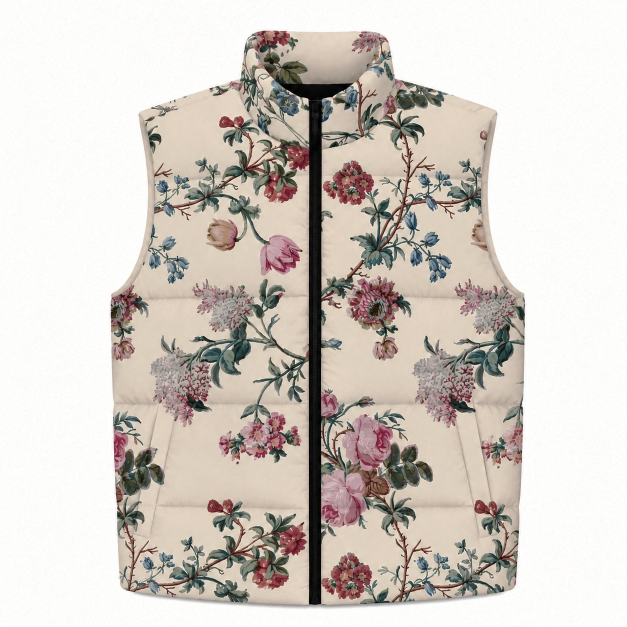 Bud-ding Romance Cream Puffy Vest