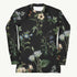 I Beg Your Garden Blue Rash Guard featuring Striking black background with curated blue and white botanical illustrations by Pierre-Joseph Redouté, the celebrated 19th century court botanical painter, women’s rash guard