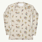 I Lilac You A Lot Rash Guard featuring Soft cream background with delicate romantic floral motifs taken from 18th century French porcelain designs in gentle pinks, mauves and lilacs, women’s rash guard in vintage print