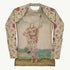 Petal To The Metal Rash Guard featuring Bold singular image of a Pictish warrior woman adorned head to toe in detailed botanical floral tattoos, from a 16th century French ethnological painting, women’s rash guard in vintage print