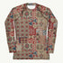 Quilt While You Are Ahead Rash Guard featuring Rich patchwork repeat pattern in deep reds, blues and warm creams, adapted from 1930s American watercolour documentation of traditional folk quilts, women’s rash guard