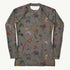 What In Carnation Rash Guard featuring Dark moody background with vibrant wild botanical oil painting illustrations of poppies, morning glories and carnations in rich, dramatic colours, women’s rash guard