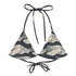 Tide and Seek String Bikini Top featuring Hypnotic repeating wave pattern in a moody palette, inspired by Japanese woodblock print tradition with rolling rhythmic movement, women’s string bikini top in vintage print