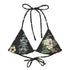 I Beg Your Garden Blue String Bikini Top featuring Striking black background with curated blue and white botanical illustrations by Pierre-Joseph Redouté, the celebrated 19th century court botanical painter, women’s string bikini top