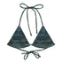 Sea What I Did There String Bikini Top featuring Simple hypnotic wave repeat in deep moody turquoise greens, drawn from a Victorian oil painting of the ocean, women’s string bikini top