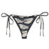 Tide and Seek String Bikini Bottom featuring Hypnotic repeating wave pattern in a moody palette, inspired by Japanese woodblock print tradition with rolling rhythmic movement, women’s string bikini bottom in vintage print