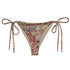 Quilt While You Are Ahead String Bikini Bottom featuring Rich patchwork repeat pattern in deep reds, blues and warm creams, adapted from 1930s American watercolour documentation of traditional folk quilts, women’s string bikini bottom