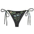 I Beg Your Garden Blue String Bikini Bottom featuring Striking black background with curated blue and white botanical illustrations by Pierre-Joseph Redouté, the celebrated 19th century court botanical painter, women’s string bikini bottom