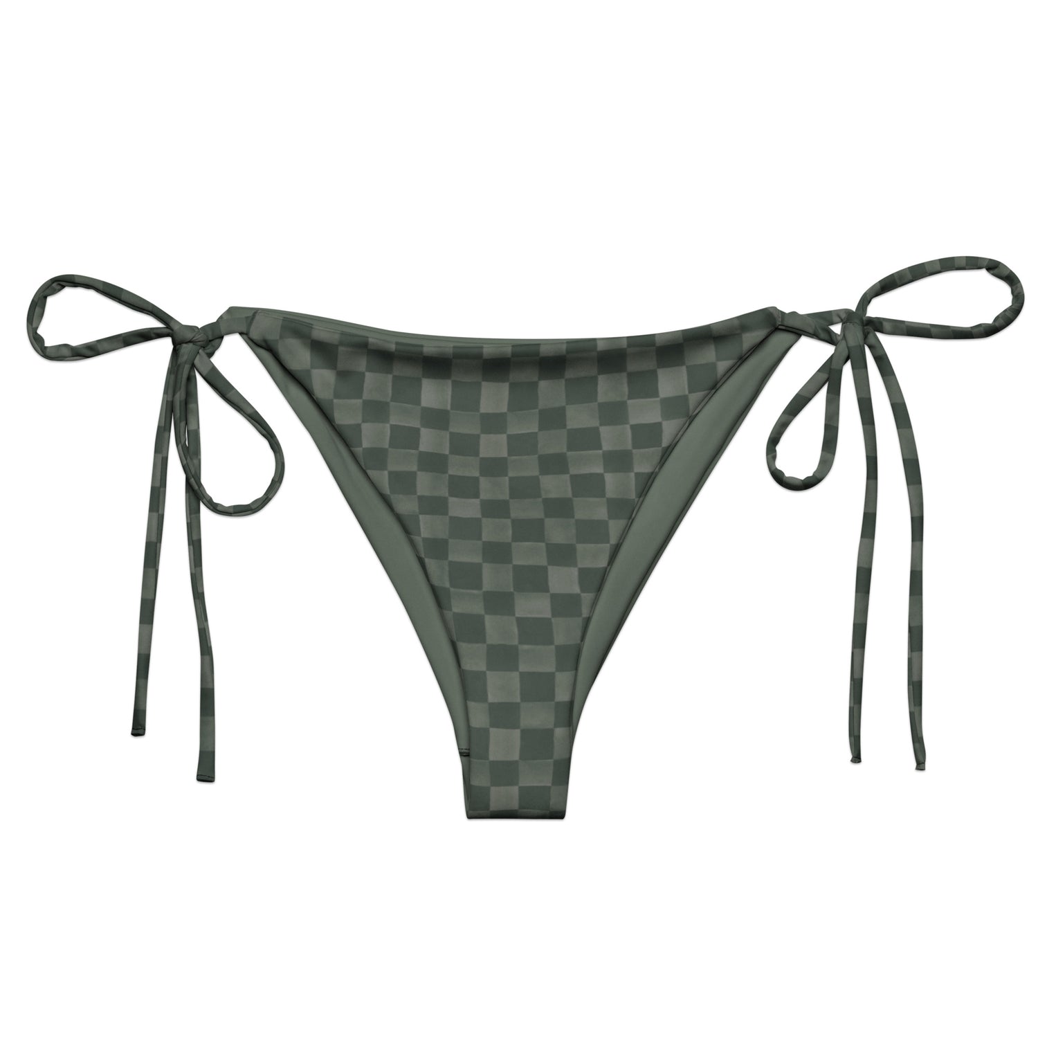 Check Me Out String Bikini Bottom featuring Crisp classic green and white gingham check pattern with a clean, graphic, timeless feel, women’s string bikini bottom