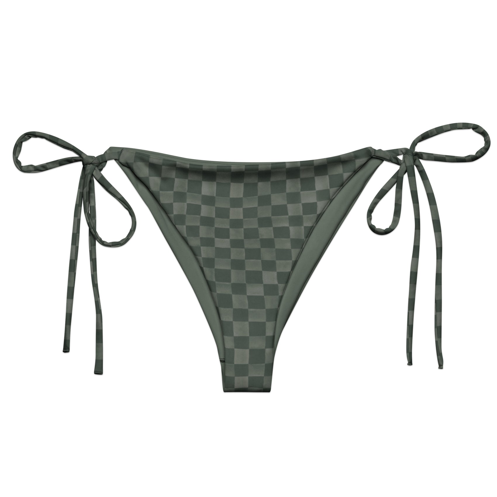 Check Me Out String Bikini Bottom featuring Crisp classic green and white gingham check pattern with a clean, graphic, timeless feel, women’s string bikini bottom