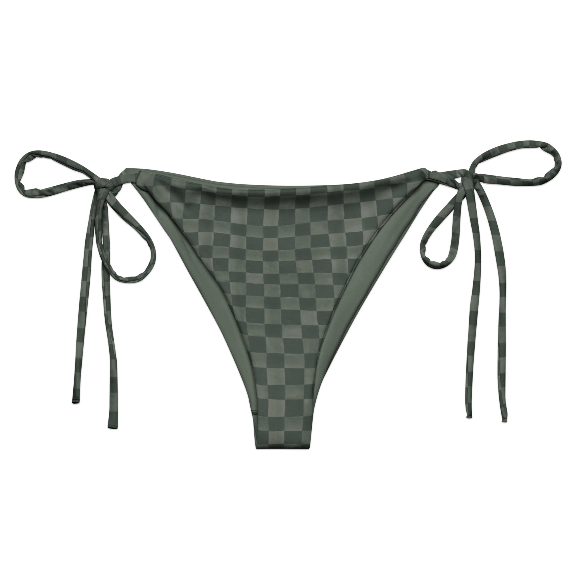 Check Me Out String Bikini Bottom featuring Crisp classic green and white gingham check pattern with a clean, graphic, timeless feel, women’s string bikini bottom