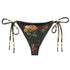 I Beg Your Garden String Bikini Bottom featuring Bold black background with the full rich colour palette of Pierre-Joseph Redouté&