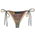 Fragments Of My Heart String Bikini Bottom featuring Bold eclectic patchwork of antique quilt and fabric remnants in rich reds with hints of blue, green and yellow in a warm, gloriously imperfect vintage style, women’s string bikini bottom