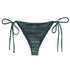 Sea What I Did There String Bikini Bottom featuring Simple hypnotic wave repeat in deep moody turquoise greens, drawn from a Victorian oil painting of the ocean, women’s string bikini bottom