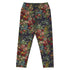 Stop and Smell The Roses Capri Swim Leggings featuring Rich deep indigo background with tumbling opulent cabbage roses in reds and pinks with a delicate blue ribbon detail, adapted from mid 1800s Chintz, women’s capri swim leggings