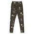 Wild At Hort Swim Leggings featuring Deep dark brown background with precise, luminous white botanical specimen illustrations including a delicate dandelion seed head, in a hushed and contemplative style, women’s swim leggings in vintage print