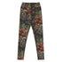 Stop and Smell The Roses Swim Leggings featuring Rich deep indigo background with tumbling opulent cabbage roses in reds and pinks with a delicate blue ribbon detail, adapted from mid 1800s Chintz, women’s swim leggings