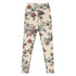 Bud-ding Romance in Cream Swim Leggings featuring Warm cream background with trailing pink roses and blue morning glory on a vine, taken from a 1790 French woodblock printed wallpaper, women’s swim leggings