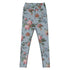 Bud-ding Romance in Blue Swim Leggings featuring Dreamy blue background with trailing pink roses and blue morning glory on a vine, taken from a 1790 French woodblock printed wallpaper, women’s swim leggings