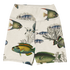 Krilling It! Swim Shorts featuring Soft cream background with delicate blue and green coral formations and fish engravings with warm hints of orange in a light, airy vintage scientific style, women’s swim shorts in vintage print