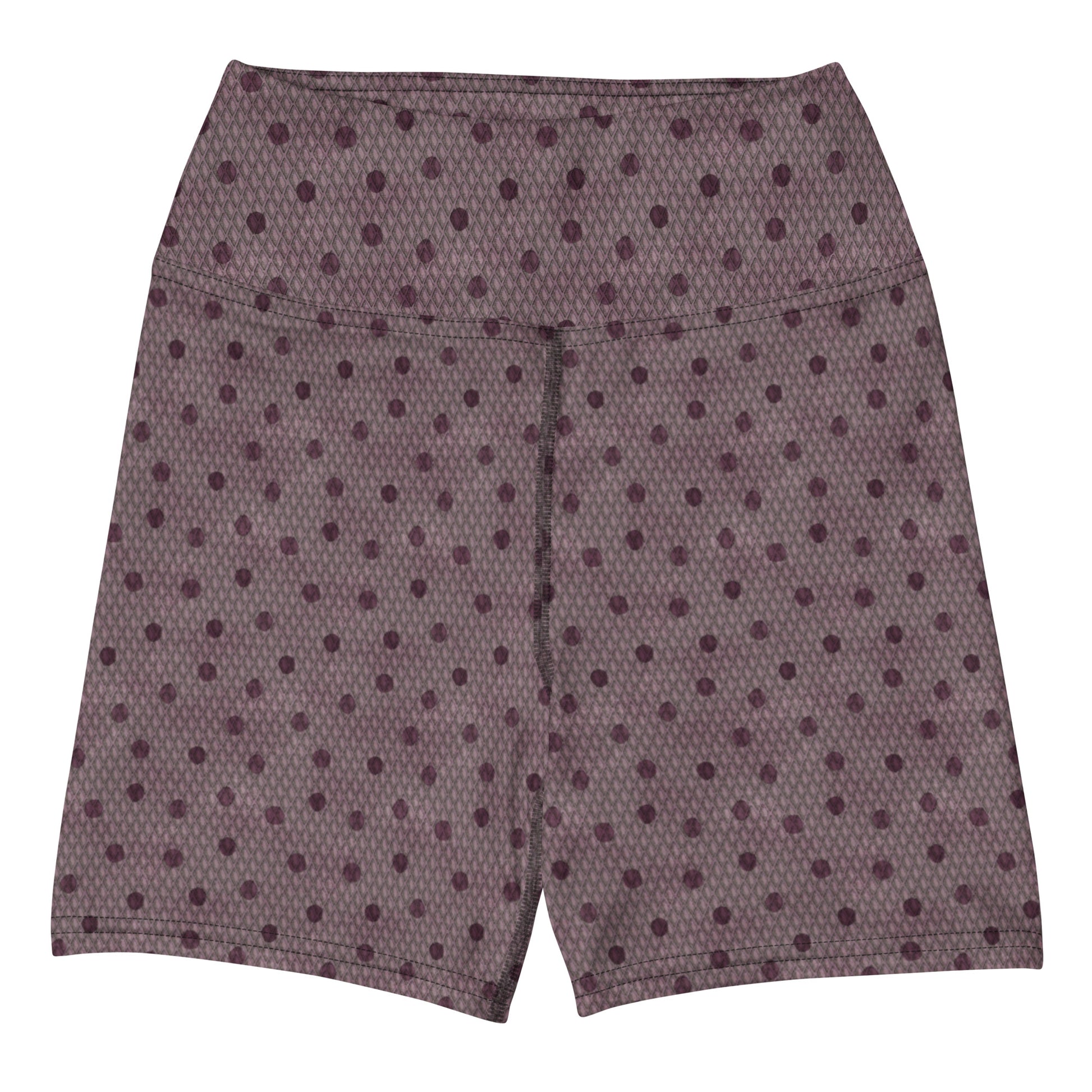 Scale The Seven Seas Swim Shorts featuring Bold all-over graphic fish scale repeat pattern in deep purple, taken from 18th century natural history engravings, women’s swim shorts