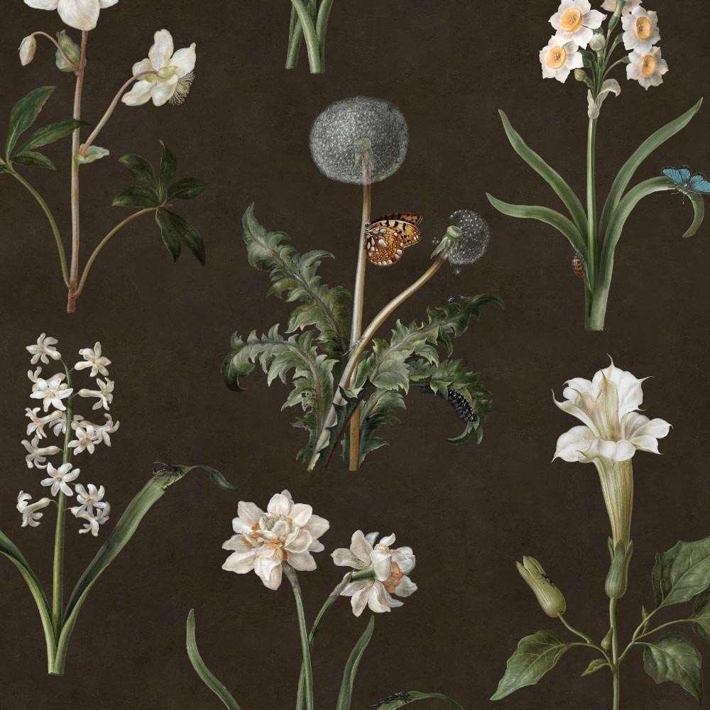 A Brown and White Floral Pattern