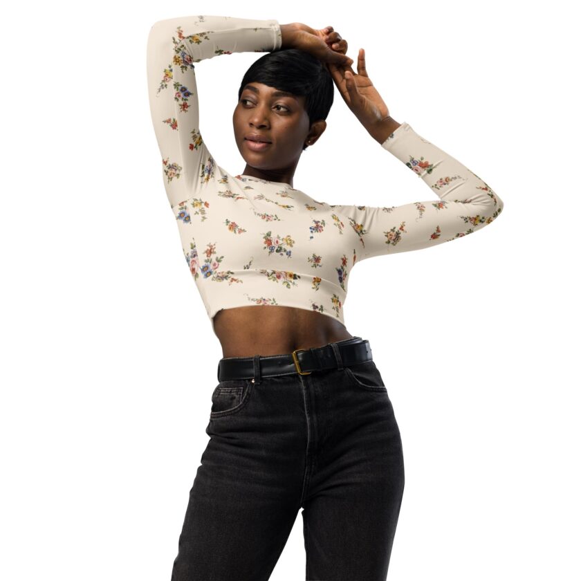 The ’I Lilac You A Lot’ Cropped Rash Guard / Long Sleeve Sports Top - Image 8
