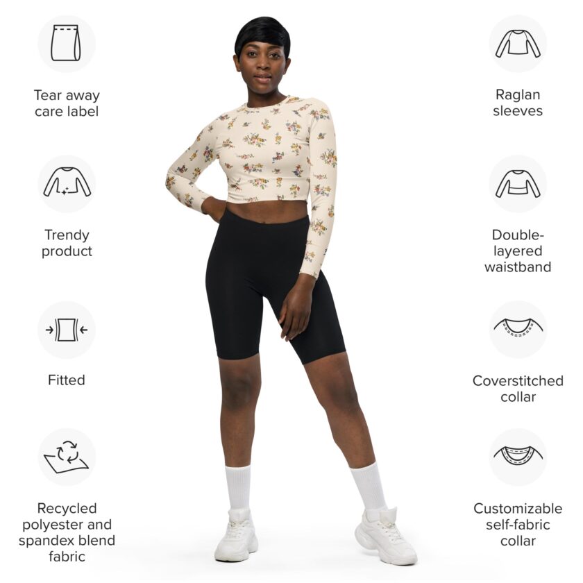 The ’I Lilac You A Lot’ Cropped Rash Guard / Long Sleeve Sports Top - Image 7