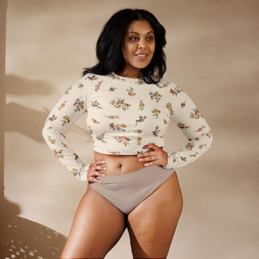The ’I Lilac You A Lot’ Cropped Rash Guard / Long Sleeve Sports Top - Image 5