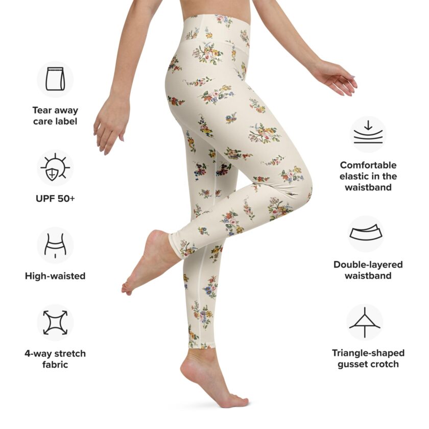 The ’I Lilac You A Lot’ Antique Floral Yoga Leggings / Swim Leggings - Image 3