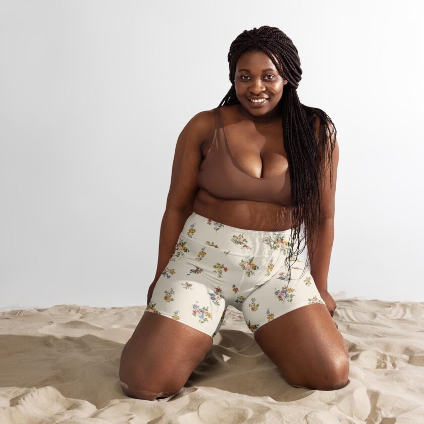 The ’I Lilac You A Lot’ Antique Floral Yoga Shorts / Swim Shorts - Image 10
