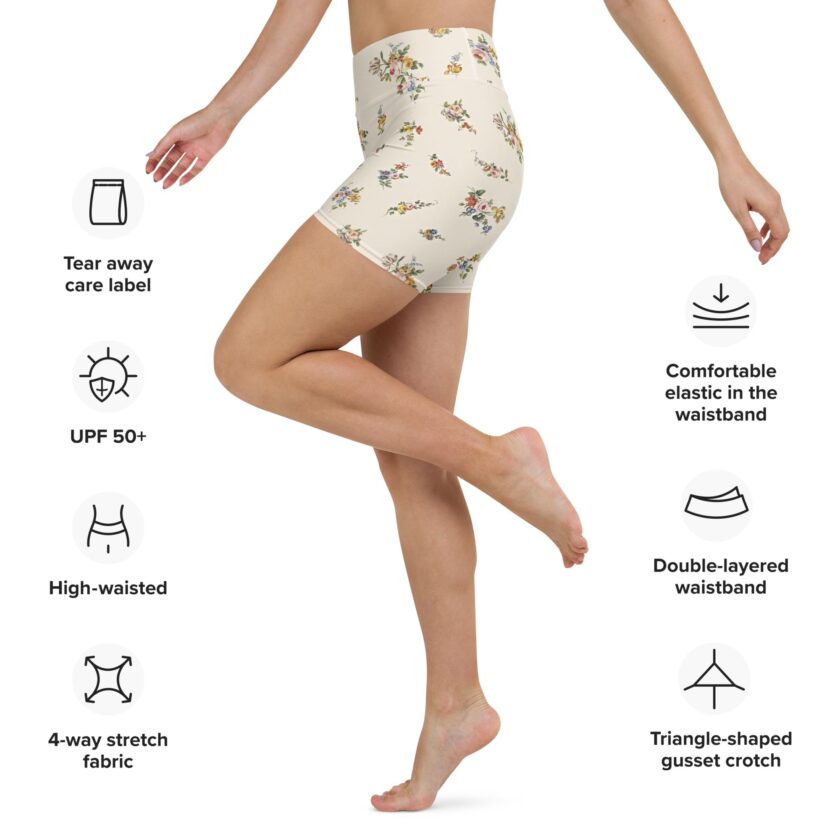 The ’I Lilac You A Lot’ Antique Floral Yoga Shorts / Swim Shorts - Image 3