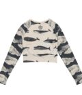 The ’Whale Of A Time’ Cropped Rash Guard / Activewear Top - Image 4