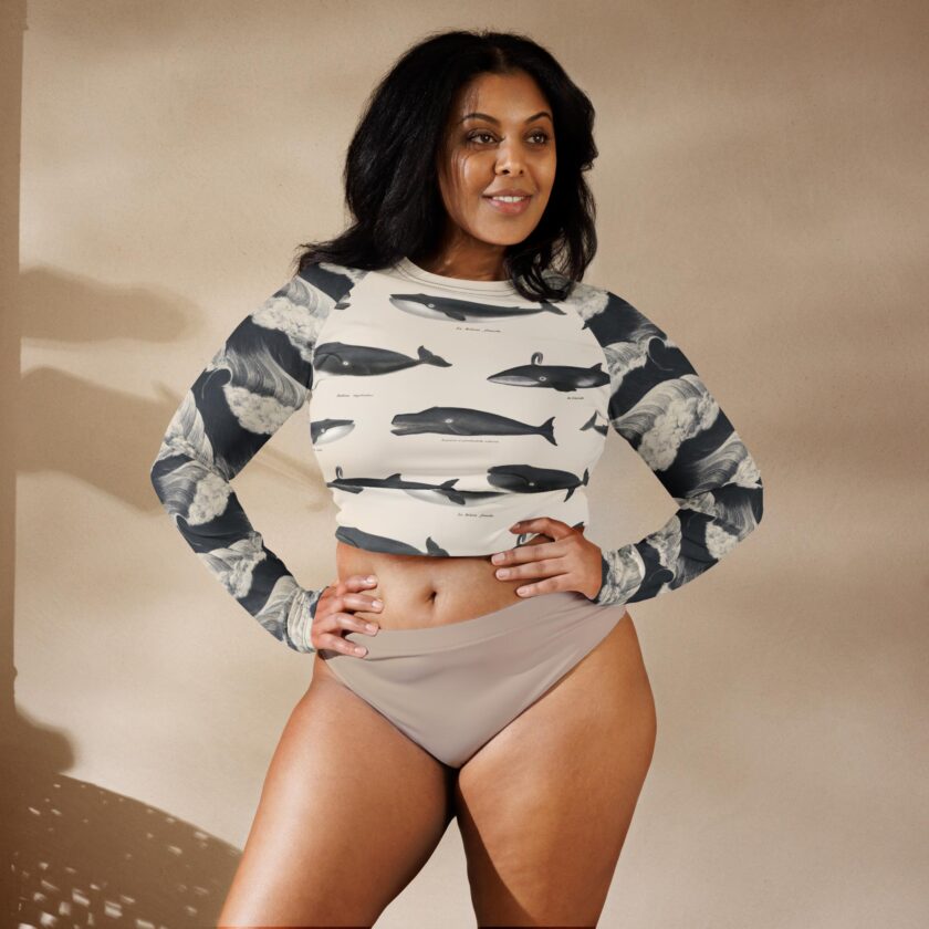 The ’Whale Of A Time’ Cropped Rash Guard / Activewear Top - Image 10