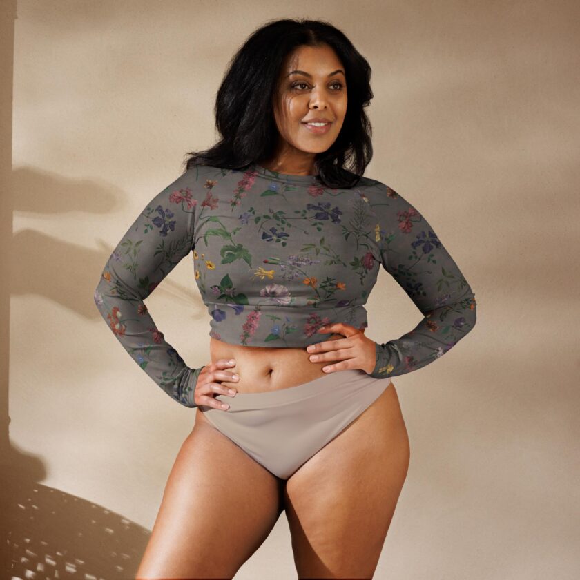 The ’What In Carnation?’ Cropped Rash Guard / Activewear Top - Image 7