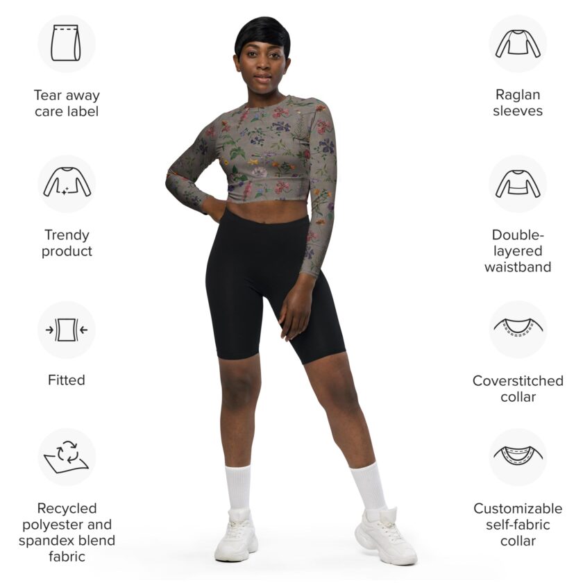 The ’What In Carnation?’ Cropped Rash Guard / Activewear Top - Image 8
