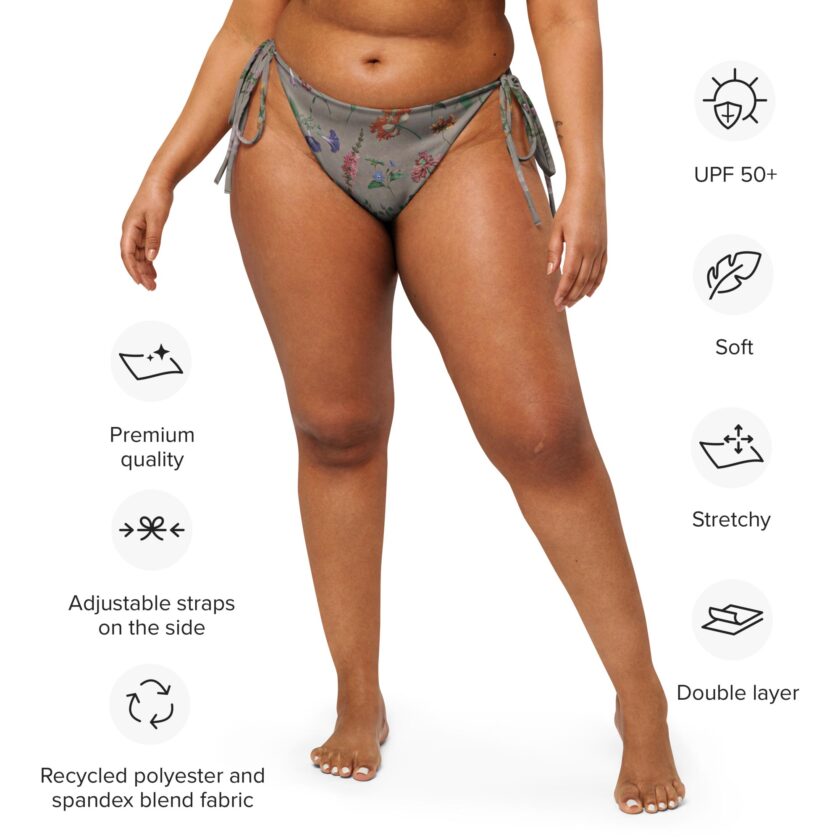 The ’What In Carnation?’ Recycled Floral String Bikini Bottom - Image 9