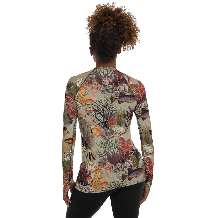 The 'Kelp Calm and Coral On' Women's Rash Guard - Image 3