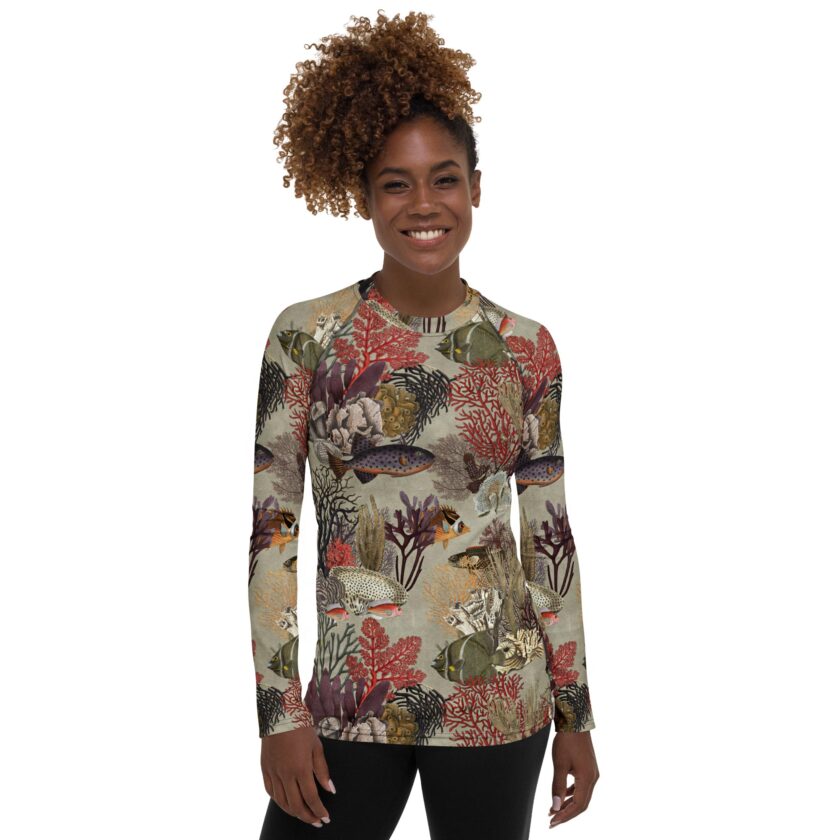 The 'Kelp Calm and Coral On' Women's Rash Guard - Image 5