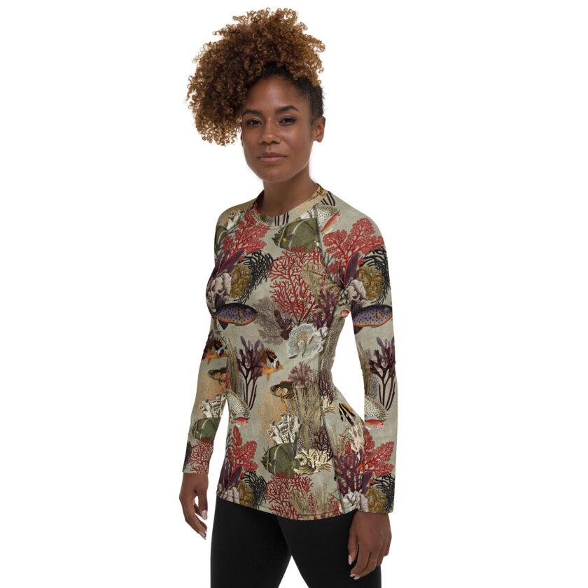 The 'Kelp Calm and Coral On' Women's Rash Guard - Image 6