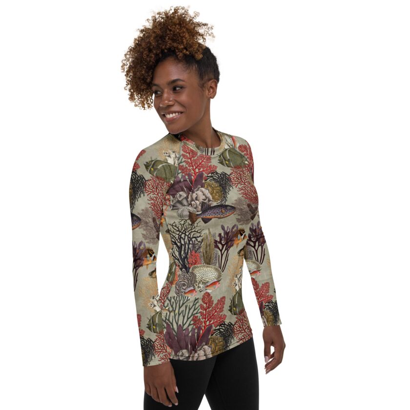 The 'Kelp Calm and Coral On' Women's Rash Guard - Image 7