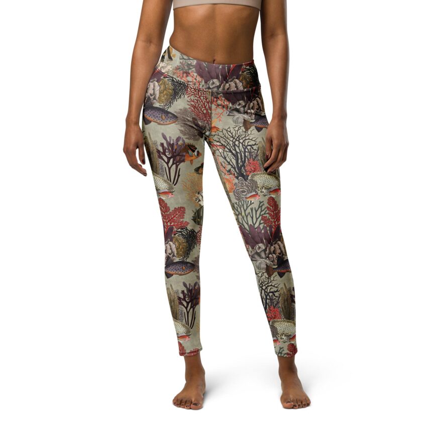 The 'Kelp Calm And Coral On' Yoga Leggings / Swim Leggings - Image 2
