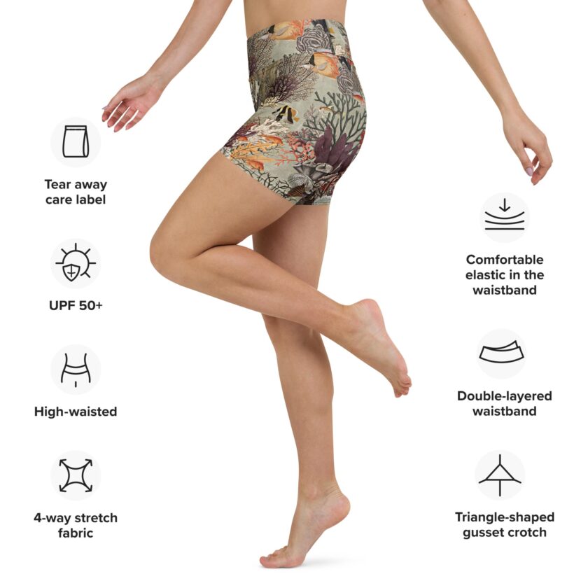 The 'Kelp Calm And Coral On' Yoga Shorts / Swim Shorts - Image 3